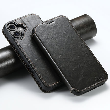 Suteni J05 Leather Magnetic MagSafe Phone Case, For iPhone 16 Pro Max, For iPhone 16 Pro, For iPhone 16 Plus, For iPhone 16, For iPhone 15 Pro Max, For iPhone 15 Pro