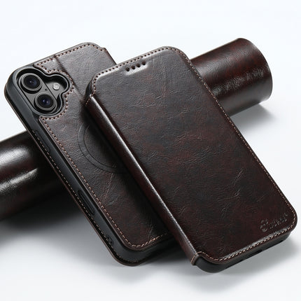 Suteni J05 Leather Magnetic MagSafe Phone Case, For iPhone 16 Pro Max, For iPhone 16 Pro, For iPhone 16 Plus, For iPhone 16, For iPhone 15 Pro Max, For iPhone 15 Pro