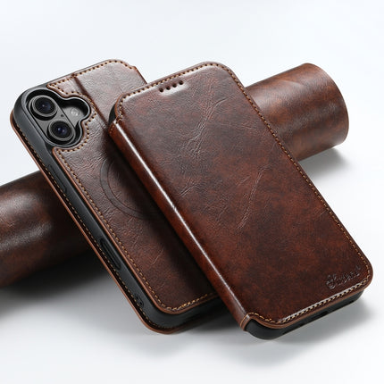 Suteni J05 Leather Magnetic MagSafe Phone Case, For iPhone 16 Pro Max, For iPhone 16 Pro, For iPhone 16 Plus, For iPhone 16, For iPhone 15 Pro Max, For iPhone 15 Pro