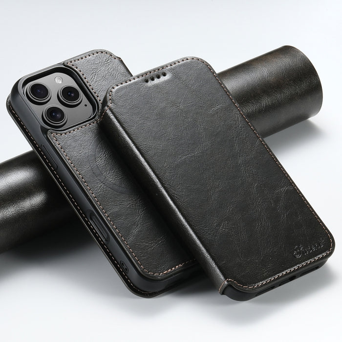 Suteni J05 Leather Magnetic MagSafe Phone Case, For iPhone 16 Pro Max, For iPhone 16 Pro, For iPhone 16 Plus, For iPhone 16, For iPhone 15 Pro Max, For iPhone 15 Pro