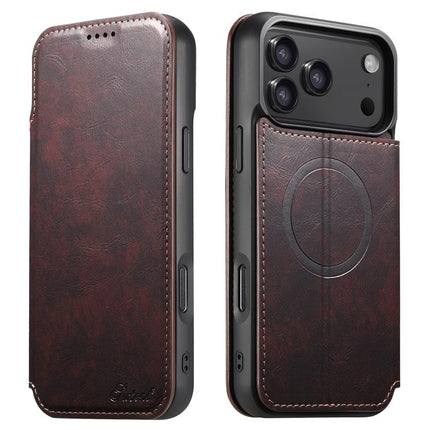Suteni J05 Leather Magnetic MagSafe Phone Case, For iPhone 18, For iPhone 18 Pro, For iPhone 18 Pro Max, For iPhone 17 Pro Max, For iPhone 17 Pro, For iPhone 17