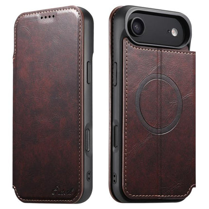 Suteni J05 Leather Magnetic MagSafe Phone Case, For iPhone 18 Pro, For iPhone 18 Pro Max, For iPhone 17 Pro Max, For iPhone 17 Pro, For iPhone 17, For iPhone 17 AIr
