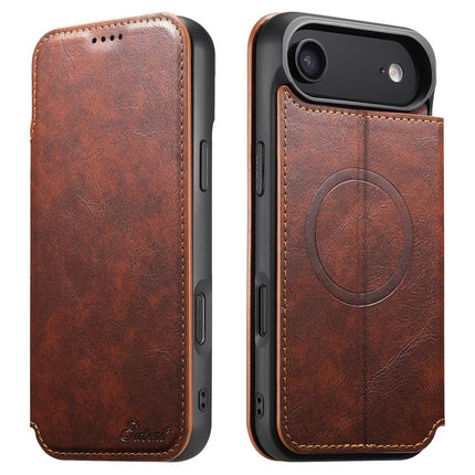Suteni J05 Leather Magnetic MagSafe Phone Case, For iPhone 18 Pro, For iPhone 18 Pro Max, For iPhone 17 Pro Max, For iPhone 17 Pro, For iPhone 17, For iPhone 17 AIr