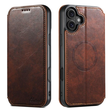 Suteni J05 Leather Magnetic MagSafe Phone Case, For iPhone 18, For iPhone 18 Pro, For iPhone 18 Pro Max, For iPhone 17 Pro Max, For iPhone 17 Pro, For iPhone 17