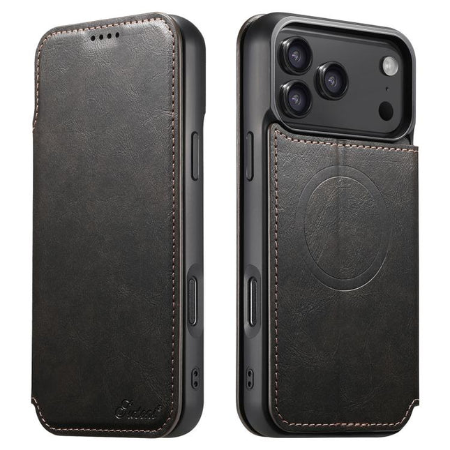 Suteni J05 Leather Magnetic MagSafe Phone Case, For iPhone 18 Pro, For iPhone 18 Pro Max, For iPhone 17 Pro Max, For iPhone 17 Pro, For iPhone 17, For iPhone 17 AIr