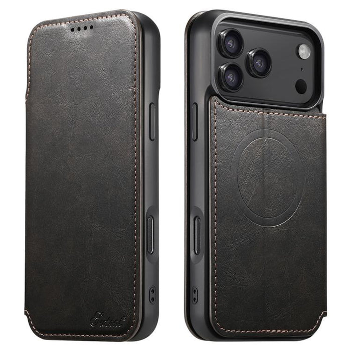 Suteni J05 Leather Magnetic MagSafe Phone Case, For iPhone 18 Pro, For iPhone 18 Pro Max, For iPhone 17 Pro Max, For iPhone 17 Pro, For iPhone 17, For iPhone 17 AIr