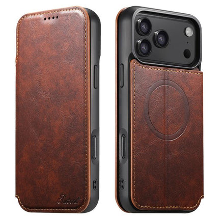 Suteni J05 Leather Magnetic MagSafe Phone Case, For iPhone 18, For iPhone 18 Pro, For iPhone 18 Pro Max, For iPhone 17 Pro Max, For iPhone 17 Pro, For iPhone 17