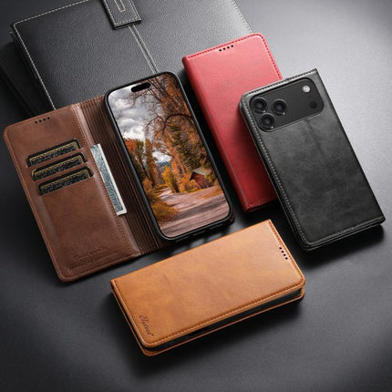 Suteni Calf Texture Horizontal Flip Leather Phone Case, For iPhone 15 Pro, For iPhone 15 Plus, For iPhone 15, For iPhone 17e / 16e