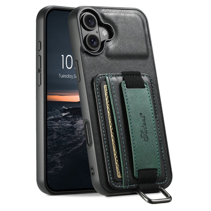 Suteni H13 Card Wallet Wrist Strap Holder PU Phone Case, For iPhone 16 Plus, For iPhone 16, For iPhone 15 Pro Max, For iPhone 15 Pro, For iPhone 15 Plus, For iPhone 15, For iPhone 17e / 16e
