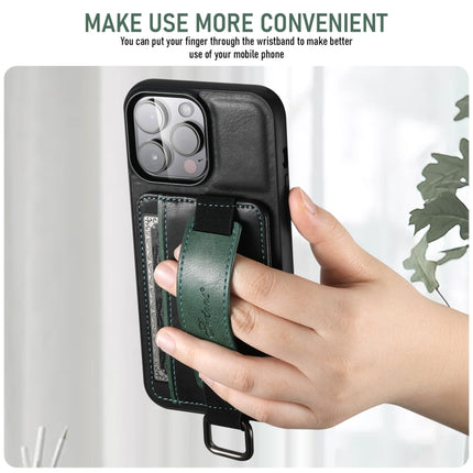 Suteni H13 Card Wallet Wrist Strap Holder PU Phone Case, For iPhone 16 Plus, For iPhone 16, For iPhone 15 Pro Max, For iPhone 15 Pro, For iPhone 15 Plus, For iPhone 15, For iPhone 17e / 16e