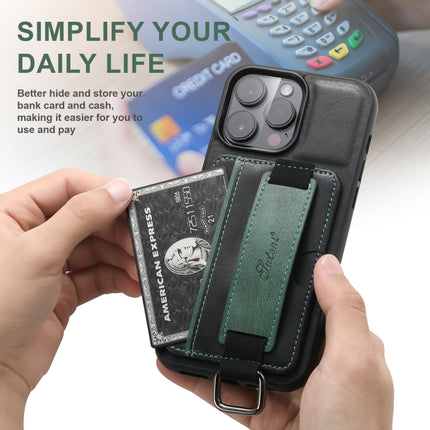 Suteni H13 Card Wallet Wrist Strap Holder PU Phone Case, For iPhone 16 Plus, For iPhone 16, For iPhone 15 Pro Max, For iPhone 15 Pro, For iPhone 15 Plus, For iPhone 15, For iPhone 17e / 16e