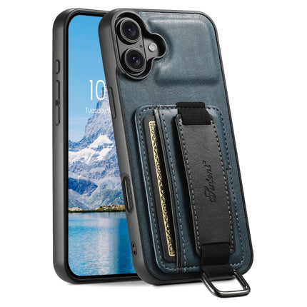 Suteni H13 Card Wallet Wrist Strap Holder PU Phone Case, For iPhone 16 Plus, For iPhone 16, For iPhone 15 Pro Max, For iPhone 15 Pro, For iPhone 15 Plus, For iPhone 15, For iPhone 17e / 16e