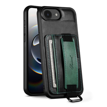 Suteni H13 Card Wallet Wrist Strap Holder PU Phone Case, For iPhone 16 Plus, For iPhone 16, For iPhone 15 Pro Max, For iPhone 15 Pro, For iPhone 15 Plus, For iPhone 15, For iPhone 17e / 16e
