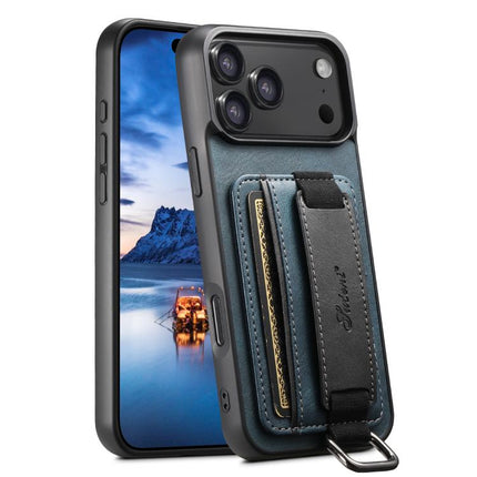 Suteni H13 Card Wallet Wrist Strap Holder PU Phone Case, For iPhone 18, For iPhone 18 Pro, For iPhone 18 Pro Max, For iPhone 17 Pro Max, For iPhone 17 Pro, For iPhone 17, For iPhone  Air, For iPhone 16 Pro Max