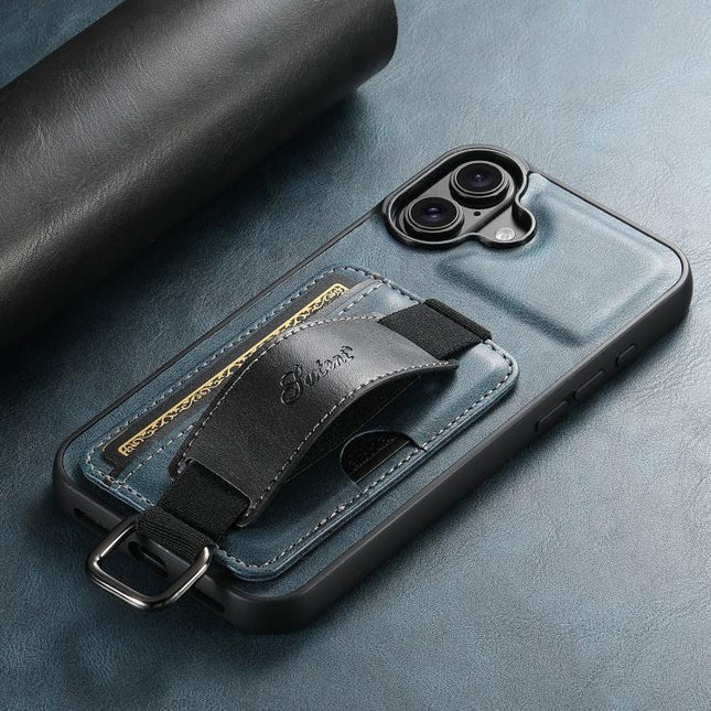 Suteni H13 Card Wallet Wrist Strap Holder PU Phone Case, For iPhone 18, For iPhone 18 Pro, For iPhone 18 Pro Max, For iPhone 17 Pro Max, For iPhone 17 Pro, For iPhone 17, For iPhone  Air, For iPhone 16 Pro Max