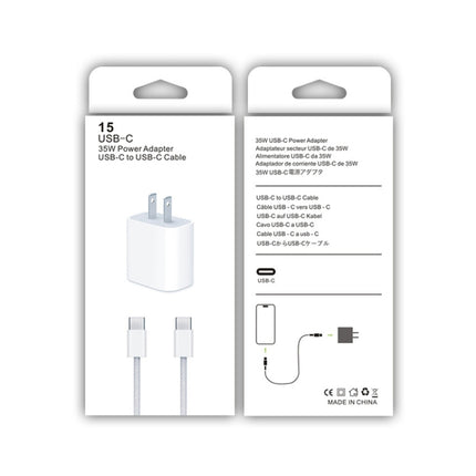 PD35W USB-C / Type-C Port Charger with 1m Type-C to Type-C Data Cable, US Plug, US Plug + Type-C Cable
