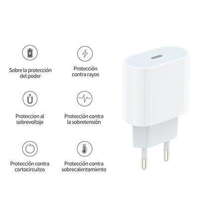 PD35W USB-C / Type-C Port Charger with 1m Type-C to Type-C Data Cable, EU Plug, EU Plug + Type-C Cable