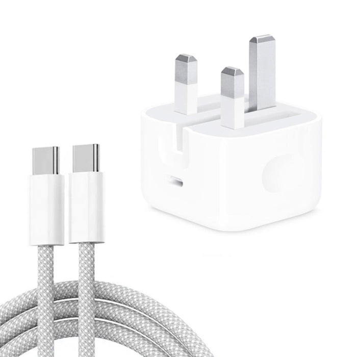 PD35W USB-C / Type-C Port Charger with 1m Type-C to Type-C Data Cable, UK Plug, UK Plug + Type-C Cable