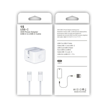 PD35W USB-C / Type-C Port Charger with 1m Type-C to Type-C Data Cable, UK Plug, UK Plug + Type-C Cable