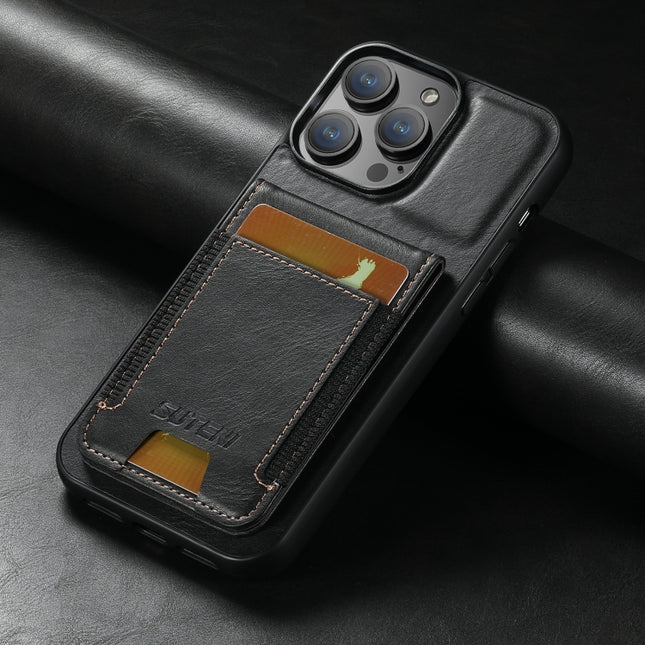 Suteni H03 Oil Wax Leather Wallet Stand Back Phone Case, For iPhone 14, For iPhone 14 Pro, For iPhone 14 Pro Max, For iPhone 13 Pro Max, For iPhone 13 Pro, For iPhone 13, For iPhone 12 Pro Max, For iPhone 11 Pro Max