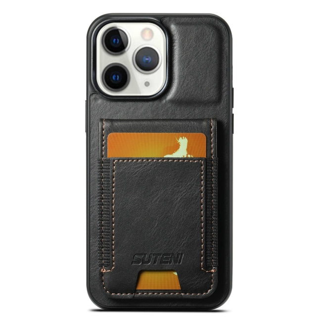 Suteni H03 Oil Wax Leather Wallet Stand Back Phone Case, For iPhone 11, For iPhone 11 Pro, For iPhone 17e / 16e, For iPhone 12 / 12 Pro