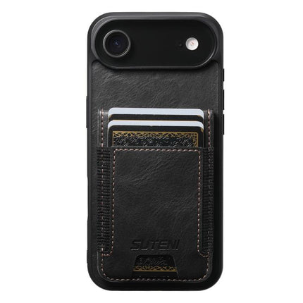 Suteni H03 Oil Wax Leather Wallet Stand Back Phone Case, For iPhone 18, For iPhone 18 Pro, For iPhone 18 Pro Max, For iPhone 17 Pro Max, For iPhone 17 Pro, For iPhone 17, For iPhone Air, For iPhone 16 Pro Max