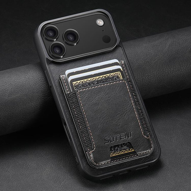 Suteni H03 Oil Wax Leather Wallet Stand Back Phone Case, For iPhone 18, For iPhone 18 Pro, For iPhone 18 Pro Max, For iPhone 17 Pro Max, For iPhone 17 Pro, For iPhone 17, For iPhone Air, For iPhone 16 Pro Max