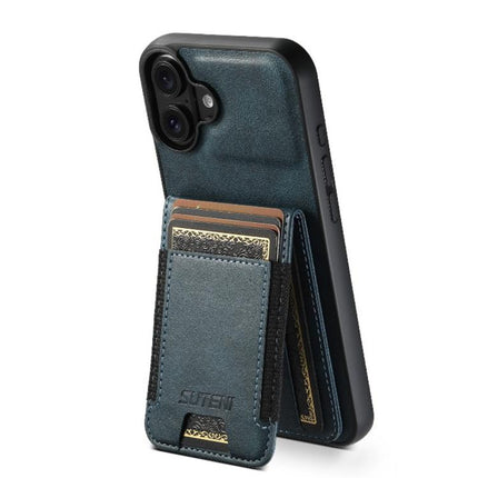 Suteni H03 Oil Wax Leather Wallet Stand Back Phone Case, For iPhone 18, For iPhone 18 Pro, For iPhone 18 Pro Max, For iPhone 17 Pro Max, For iPhone 17 Pro, For iPhone 17, For iPhone Air, For iPhone 16 Pro Max