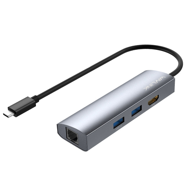 WAVLINK WL-UHP3408 USB HUB Adapter 4-in-1 Type-C to HD + 2xUSB3.0 + Gigabit RJ45 Docking Station, UHP3408
