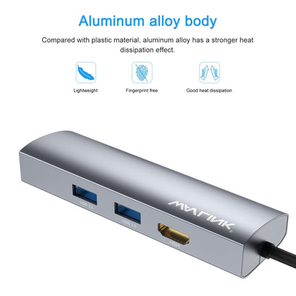 WAVLINK WL-UHP3408 USB HUB Adapter 4-in-1 Type-C to HD + 2xUSB3.0 + Gigabit RJ45 Docking Station, UHP3408