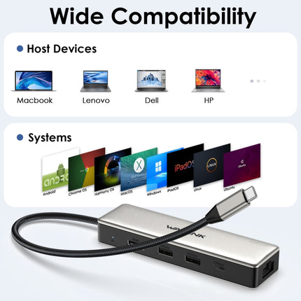 WAVLINK WL-UHP3414 100W Power 10Gbps 4K HDMI USB-C Dock HUB 3xUSB3.2 Gen 2 + 2.5G Ethernet Port, UHP3414