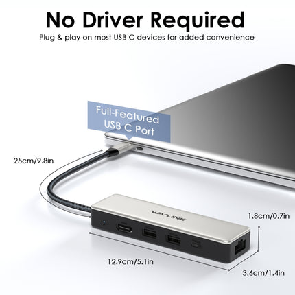 WAVLINK WL-UHP3414 100W Power 10Gbps 4K HDMI USB-C Dock HUB 3xUSB3.2 Gen 2 + 2.5G Ethernet Port, UHP3414