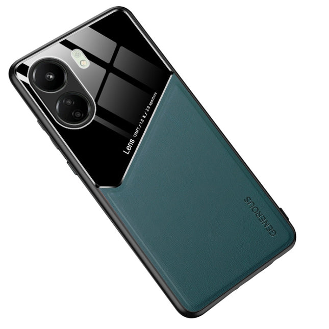 All-inclusive Leather Organic Glass Phone Case with Metal Iron Sheet, For Xiaomi Redmi 13C, For Xiaomi Redmi K70