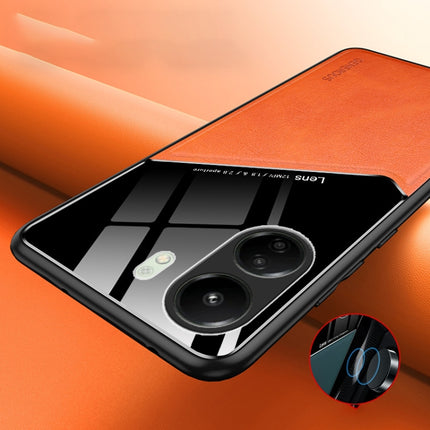 All-inclusive Leather Organic Glass Phone Case with Metal Iron Sheet, For Xiaomi Redmi 13C, For Xiaomi Redmi K70