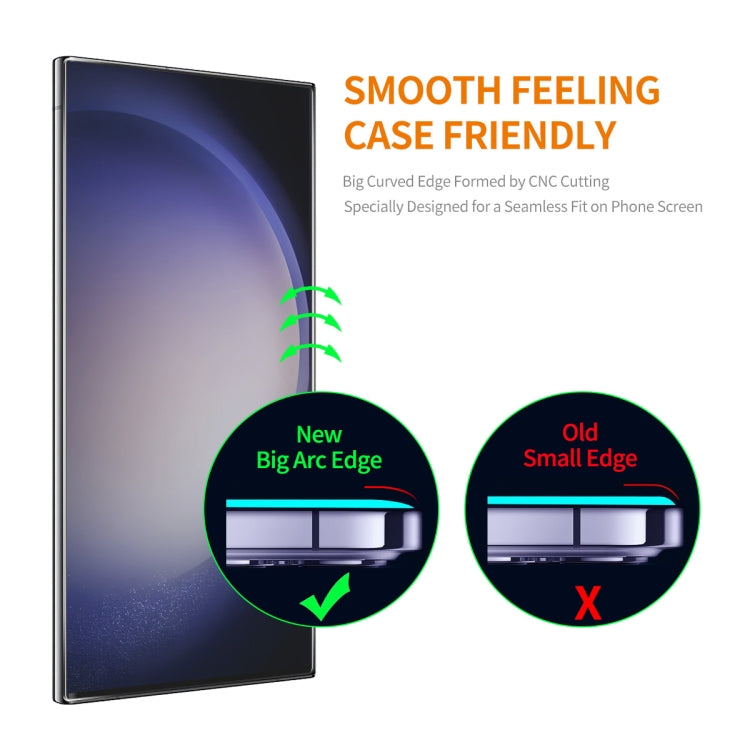 2pcs ENKAY 0.18mm High Aluminum-silicon Tempered Glass Film, Support Ultrasonic Fingerprint Unclock, For Samsung Galaxy S24 Ultra 5G, For Samsung Galaxy S24+ 5G, For Samsung Galaxy S24 5G