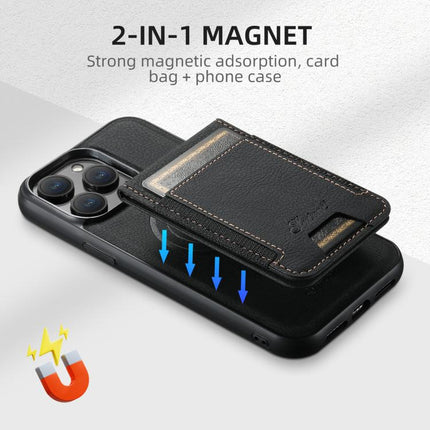 Suteni H17 Litchi Texture Leather MagSafe Detachable Wallet Phone Case, For iPhone 14 Pro Max, For iPhone 13 Pro Max, For iPhone 13 Pro, For iPhone 13, For iPhone 12, For iPhone 12 Pro Max