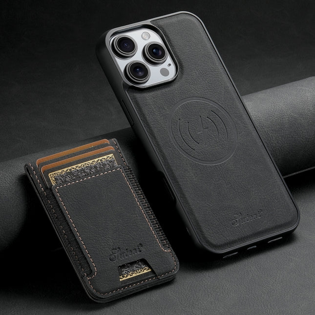 Suteni H17 Litchi Texture Leather MagSafe Detachable Wallet Phone Case, For iPhone Air, For iPhone 16 Pro Max, For iPhone 16 Pro, For iPhone 16 Plus, For iPhone 16, For iPhone 15 Pro Max