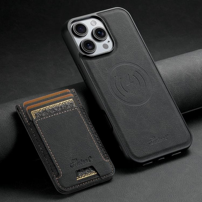 Suteni H17 Litchi Texture Leather MagSafe Detachable Wallet Phone Case, For iPhone 17e / 16e