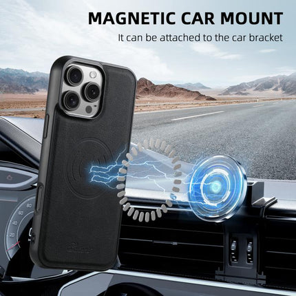 Suteni H17 Litchi Texture Leather MagSafe Detachable Wallet Phone Case, For iPhone 17e / 16e