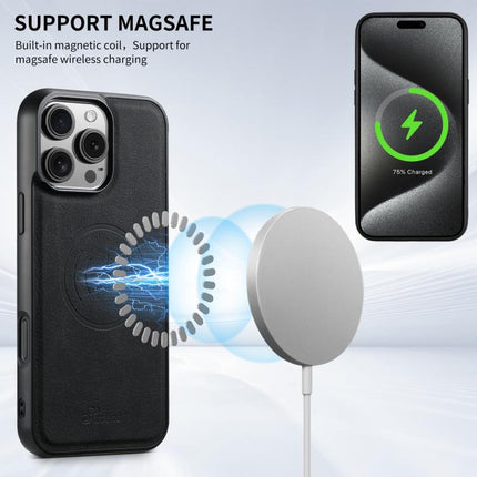 Suteni H17 Litchi Texture Leather MagSafe Detachable Wallet Phone Case, For iPhone 17e / 16e