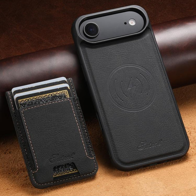 Suteni H17 Litchi Texture Leather MagSafe Detachable Wallet Phone Case, For iPhone Air, For iPhone 16 Pro Max, For iPhone 16 Pro, For iPhone 16 Plus, For iPhone 16, For iPhone 15 Pro Max