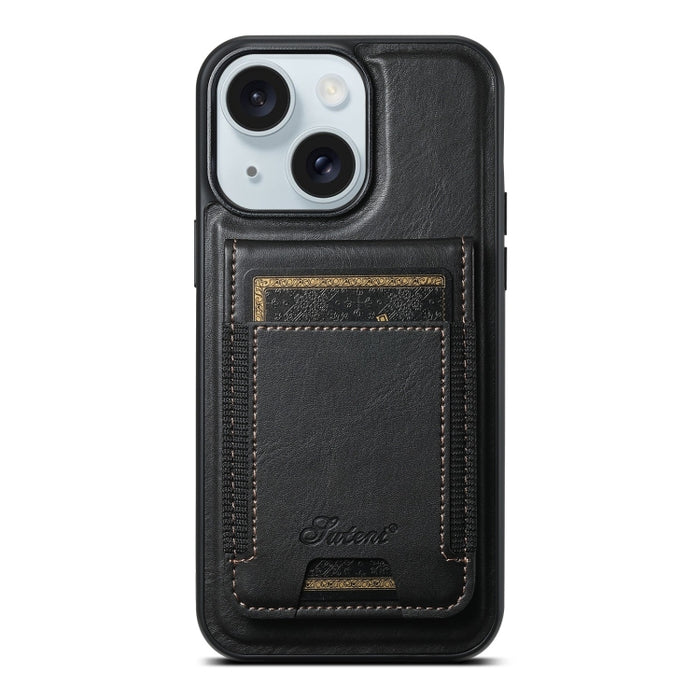 Suteni H17 Oil Eax Leather MagSafe Detachable Wallet Phone Case, For iPhone 15 Pro, For iPhone 15 Plus, For iPhone 15, For iPhone 14 Plus