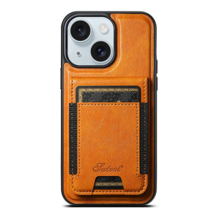 Suteni H17 Oil Eax Leather MagSafe Detachable Wallet Phone Case, For iPhone 15 Pro, For iPhone 15 Plus, For iPhone 15, For iPhone 14 Plus