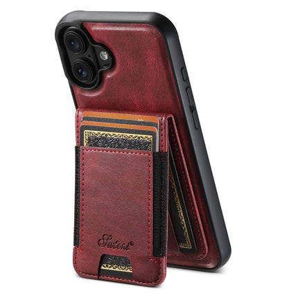 Suteni H17 Oil Eax Leather MagSafe Detachable Wallet Phone Case, For iPhone 16 Pro, For iPhone 16 Plus, For iPhone 16, For iPhone 15 Pro Max