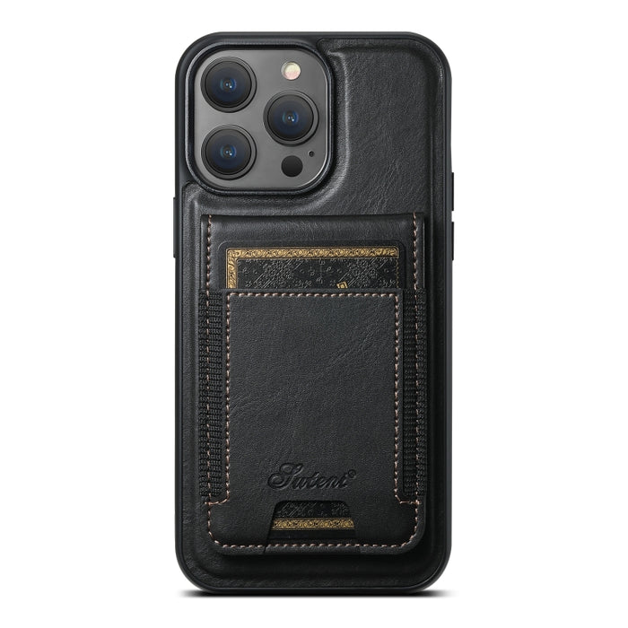 Suteni H17 Oil Eax Leather MagSafe Detachable Wallet Phone Case, For iPhone 16 Pro, For iPhone 16 Plus, For iPhone 16, For iPhone 15 Pro Max