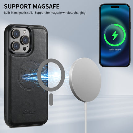 Suteni H17 Oil Eax Leather MagSafe Detachable Wallet Phone Case, For iPhone 16 Pro, For iPhone 16 Plus, For iPhone 16, For iPhone 15 Pro Max