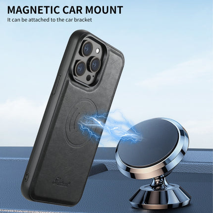 Suteni H17 Oil Eax Leather MagSafe Detachable Wallet Phone Case, For iPhone 16 Pro, For iPhone 16 Plus, For iPhone 16, For iPhone 15 Pro Max