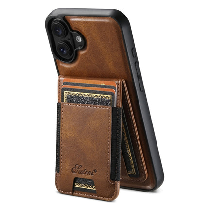 Suteni H17 Oil Eax Leather MagSafe Detachable Wallet Phone Case, For iPhone 16 Pro, For iPhone 16 Plus, For iPhone 16, For iPhone 15 Pro Max