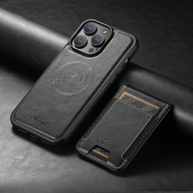 Suteni H17 Oil Eax Leather MagSafe Detachable Wallet Phone Case, For iPhone 12 Pro, For iPhone 17e / 16e