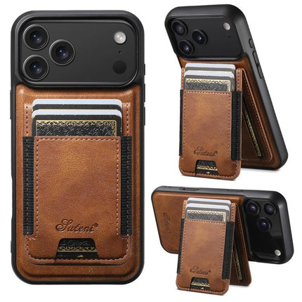 Suteni H17 Oil Eax Leather MagSafe Detachable Wallet Phone Case, For iPhone 18, For iPhone 18 Pro, For iPhone 18 Pro Max, For iPhone 17 Pro Max